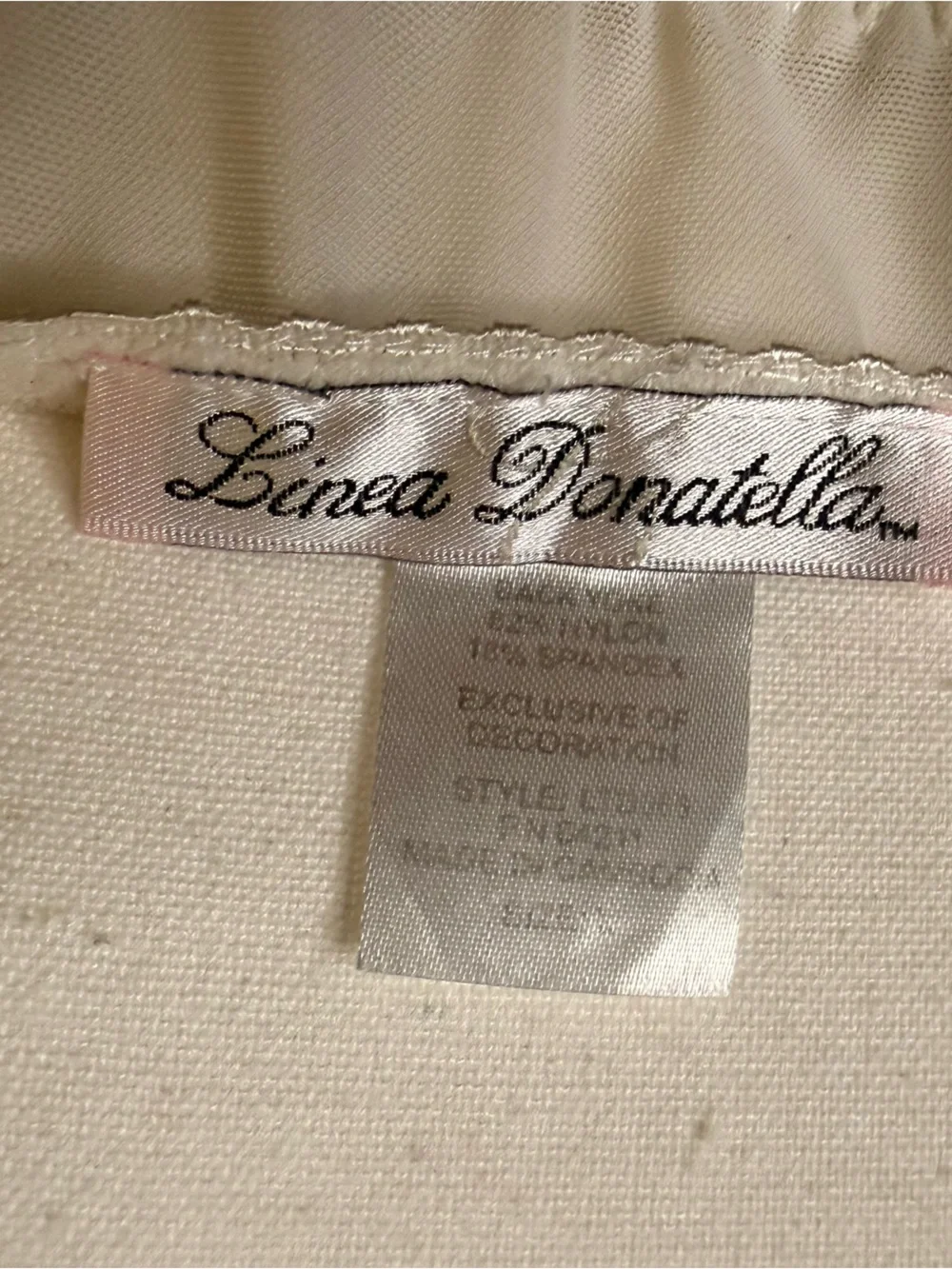 Linea Donatella Ivory Lace-Trim Satin & Chiffon Chemise